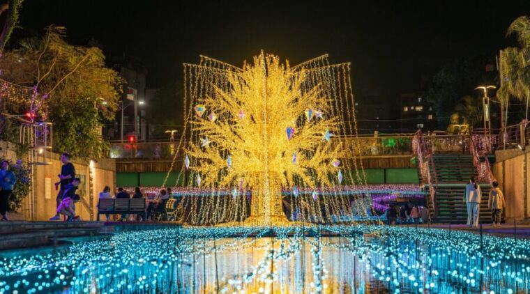 7米高星耀之樹閃耀新莊夜空 中港光雕3/6正式登場